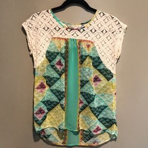 Blue/Green design top by Love Fire